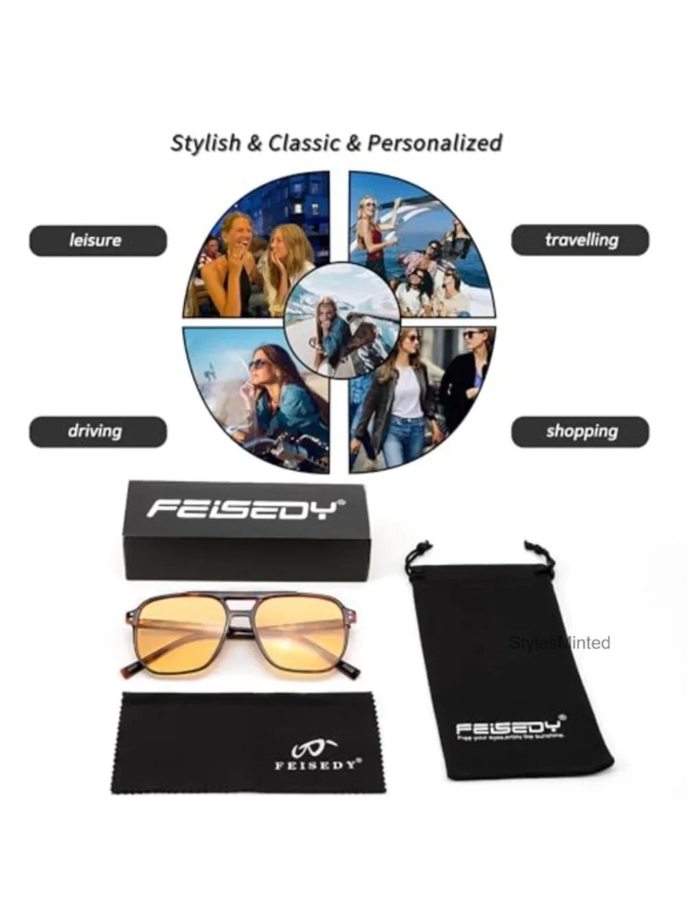 Retro Square Aviator Sunglasses 70s Vintage Trendy Plastic Frame UV400